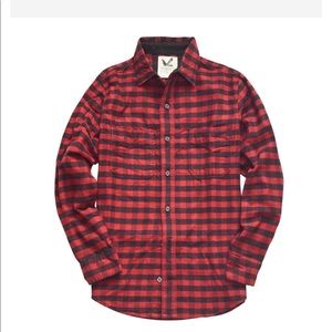 Maks Activewear red black buffalo plaid cotton flannel shirt size M